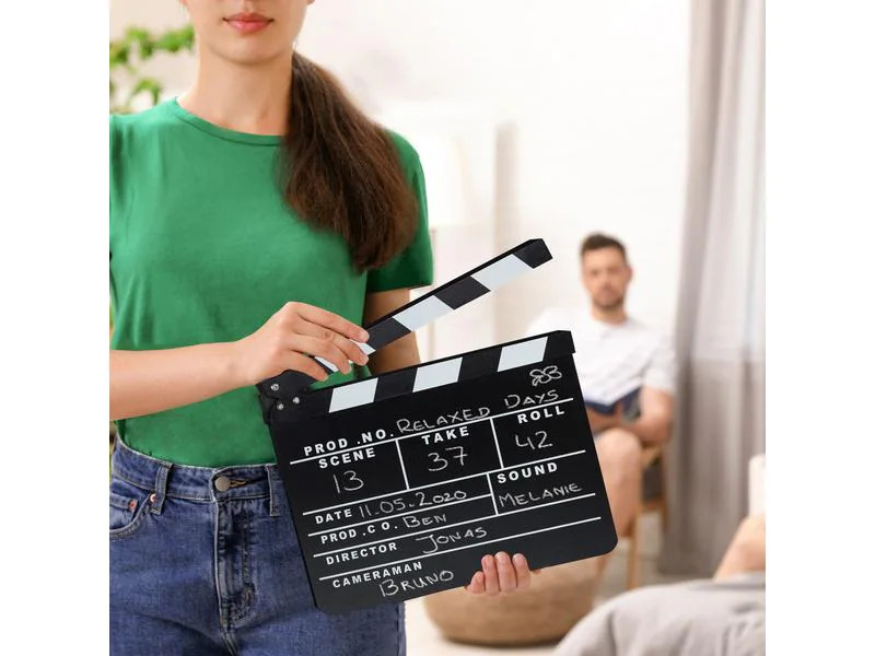 relaxdays Aufsteller Filmklappe 26 x 30 cm, Schwarz