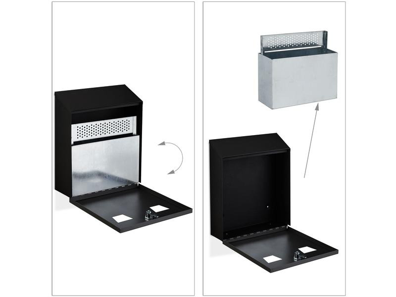 relaxdays Wandascher für aussen Schwarz/Silber