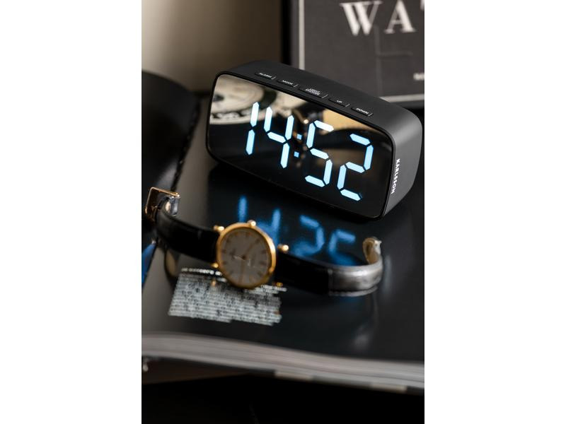 KARLSSON Digitalwecker Mirror oval Schwarz