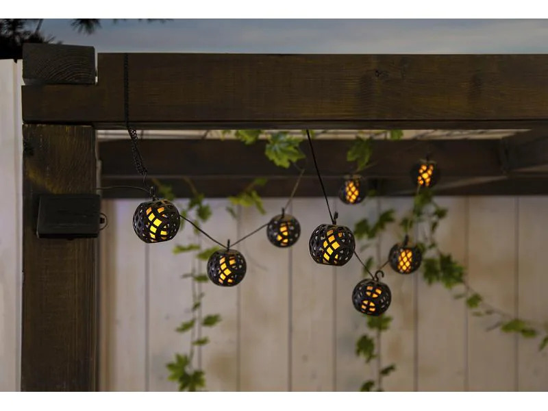 Star Trading Lichterkette Solar Flame Schwarz