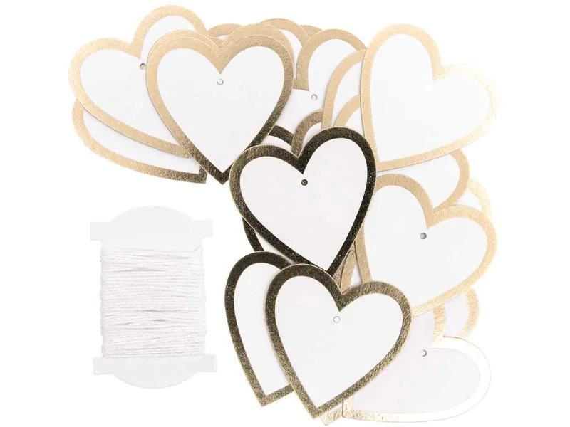Rico Design Geschenkanhänger Herz 24 Stück, Gold