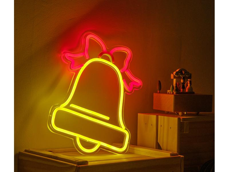 Vegas Lights LED Dekolicht Neon Sign Weihnachtsglocke 22 x 30 cm