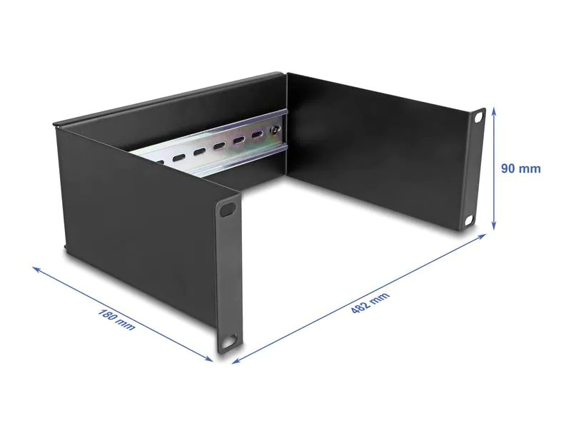Delock Hutschienenpanel 2HE 10, Schwarz