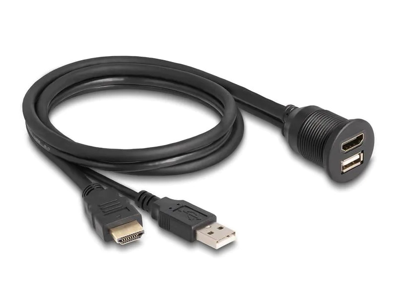 Delock USB 2.0-Verlängerungskabel HDMI/USB A - HDMI/USB A 1 m