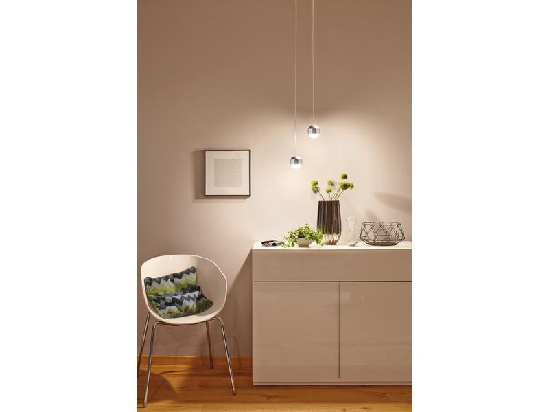 Paulmann LED Pendelleuchte URail Capsule II, 6 W, 2700 K, Weiss/Chrom