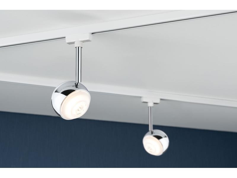 Paulmann LED Schienenspot URail Capsule II, 6 W, 2700 K, Chrom/ Weiss