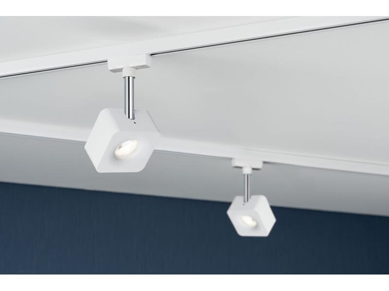 Paulmann LED Schienenspot URail Cube, 8 W, 2700 K, Weiss/ Chrom