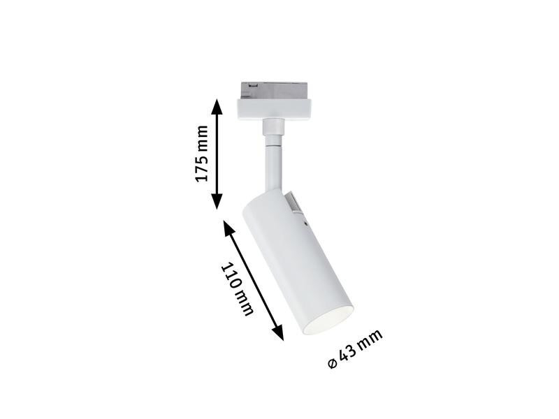 Paulmann LED Schienenspot URail Tubo, 5 W, 3000 K, Weiss