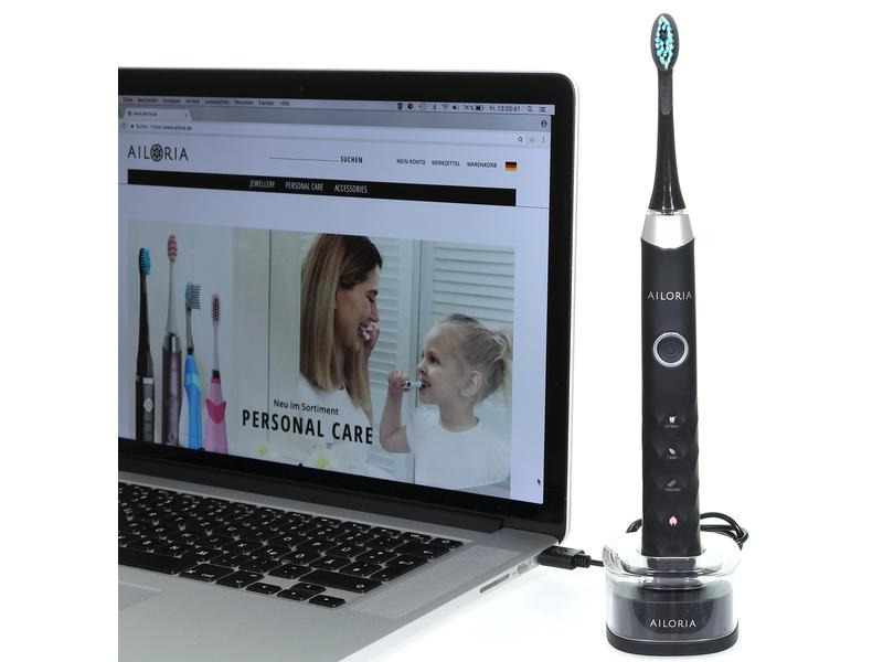 Ailoria Schallzahnbürste Shine Bright Schwarz, inkl. USB-Ladegerät