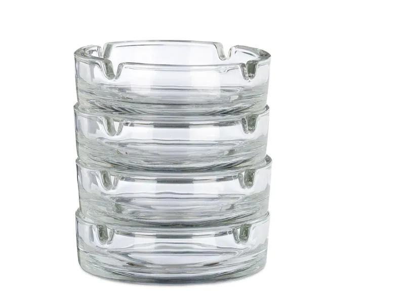 relaxdays Aschenbecher aus Glas 4er Set, Transparent