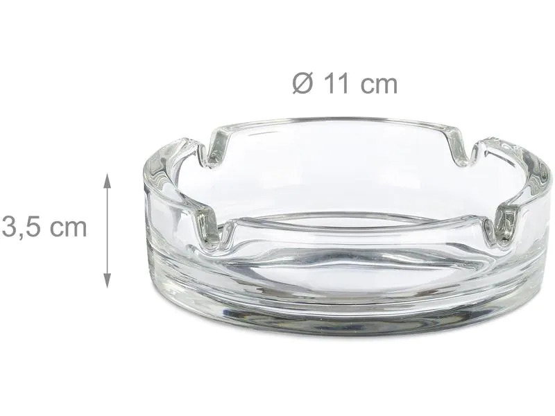 relaxdays Aschenbecher aus Glas 4er Set, Transparent