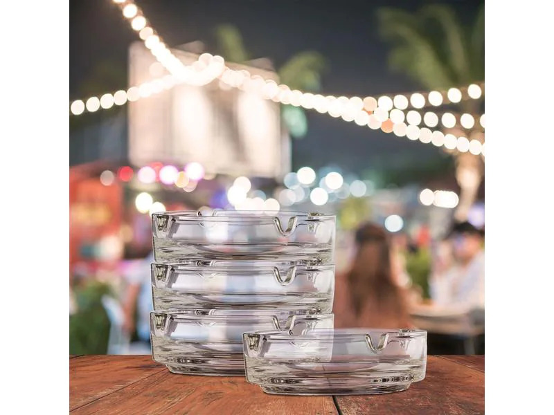 relaxdays Aschenbecher aus Glas 4er Set, Transparent