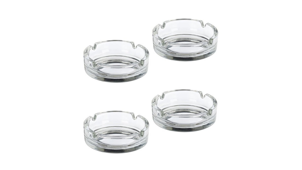 relaxdays Aschenbecher aus Glas 4er Set, Transparent