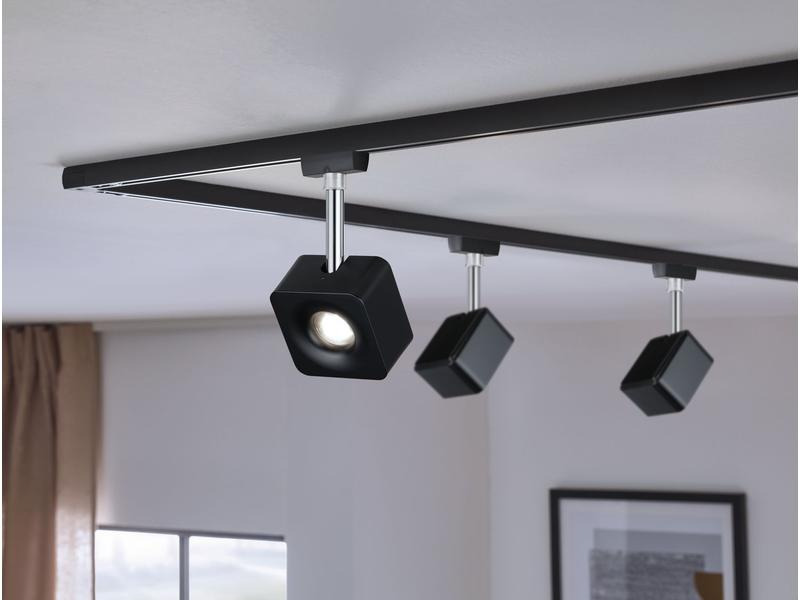 Paulmann LED Schienenspot URail Cube, 8 W, 4000 K, Schwarz/ Chrom