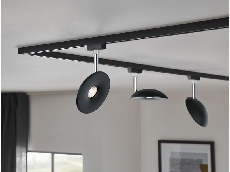 Paulmann LED Schienenspot URail Sphere, 7.4 W, 2700 K, Schwarz/ Chrom