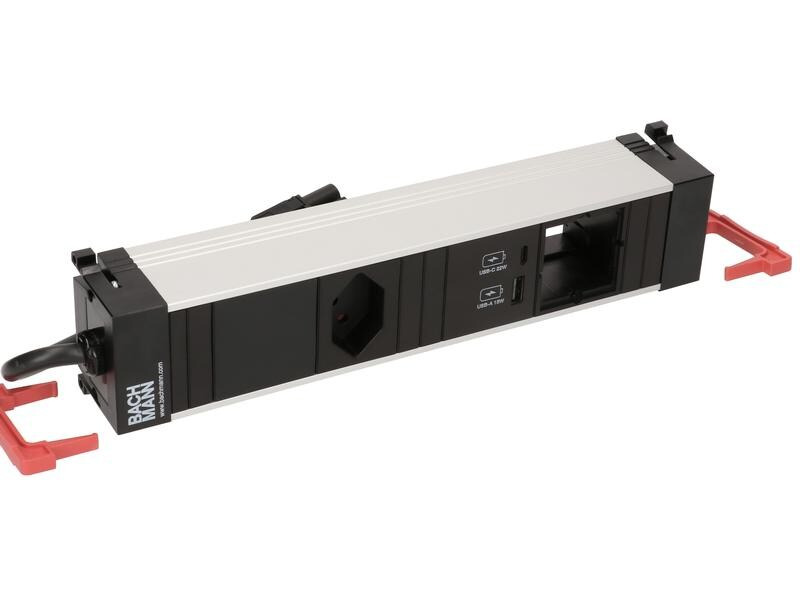 Bachmann Einbausteckerleiste CONFERENCE 1x T13, 1x USB A/C, 1x Custom