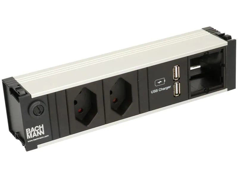 Bachmann Einbausteckerleiste CONI 2x T13, 1x USB, 1x ABD