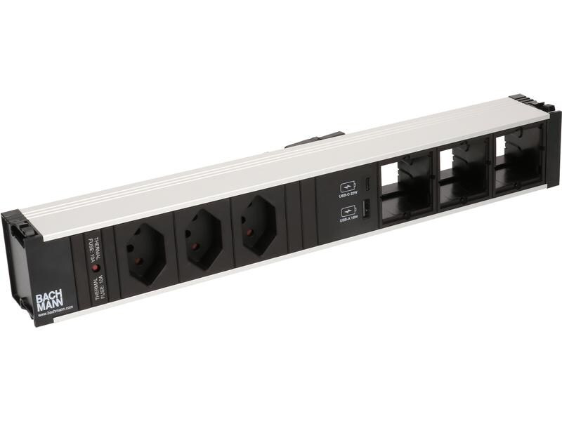 Bachmann Einbausteckerleiste CONI, 3x T13, 1x USB A/C, 3x Custom leer