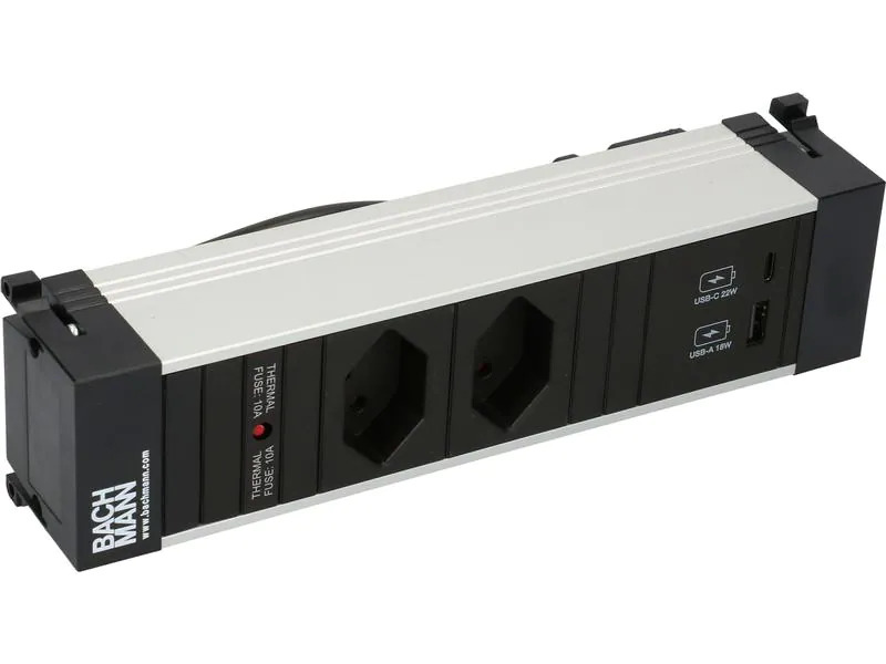 Bachmann Einbausteckerleiste POWER FRAME 2x T13, 1x USB A/C