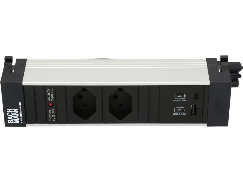 Bachmann Einbausteckerleiste POWER FRAME 2x T13, 1x USB A/C