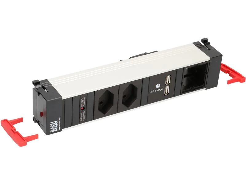 Bachmann Einbausteckerleiste POWER FRAME 2x T13, USB, Custom-ABD Leer
