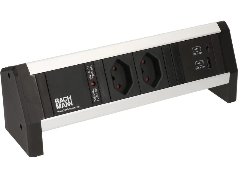 Bachmann Tischsteckdosenleiste DESK 1, 2x T13, 1x USB A/C