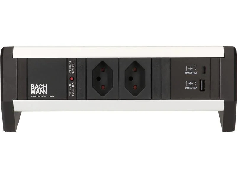 Bachmann Tischsteckdosenleiste DESK 1, 2x T13, 1x USB A/C