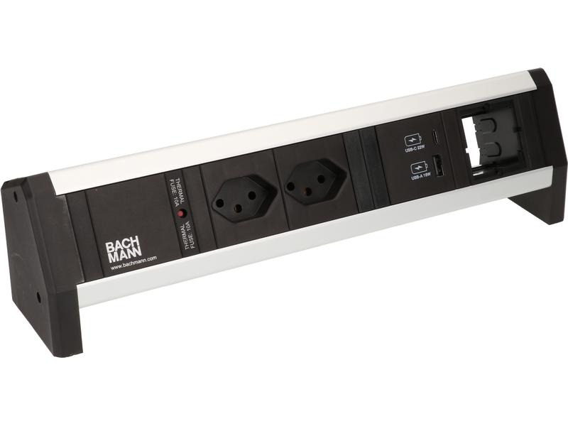 Bachmann Tischsteckdosenleiste DESK 1, 2x T13, 1x USB A/C, 1x Custom