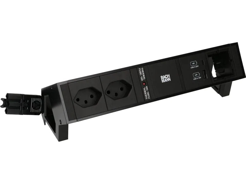 Bachmann Tischsteckdosenleiste DESK 2, 2x T13, 1x USB A/C, 1x Custom