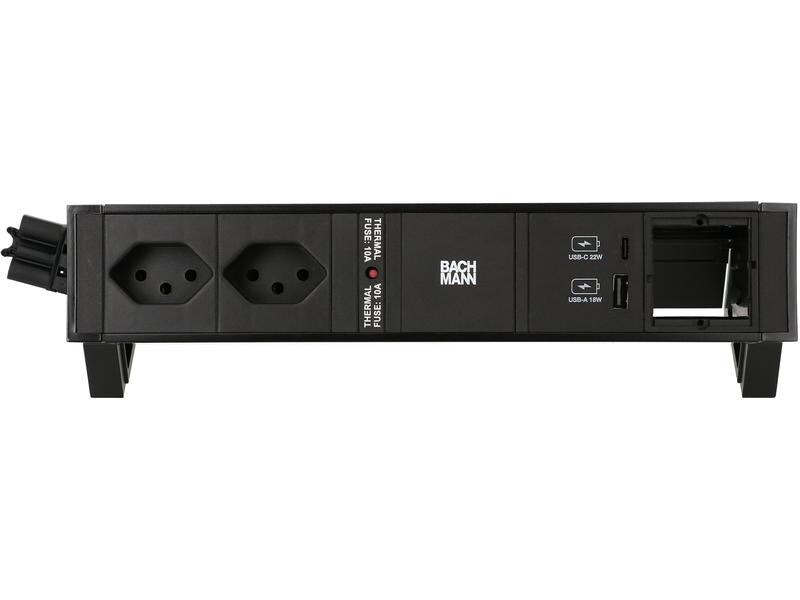 Bachmann Tischsteckdosenleiste DESK 2, 2x T13, 1x USB A/C, 1x Custom