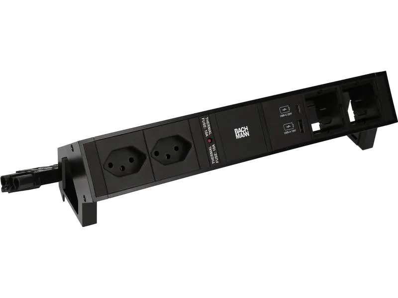 Bachmann Tischsteckdosenleiste DESK 2, 2x T13, 1x USB A/C, 2x Custom