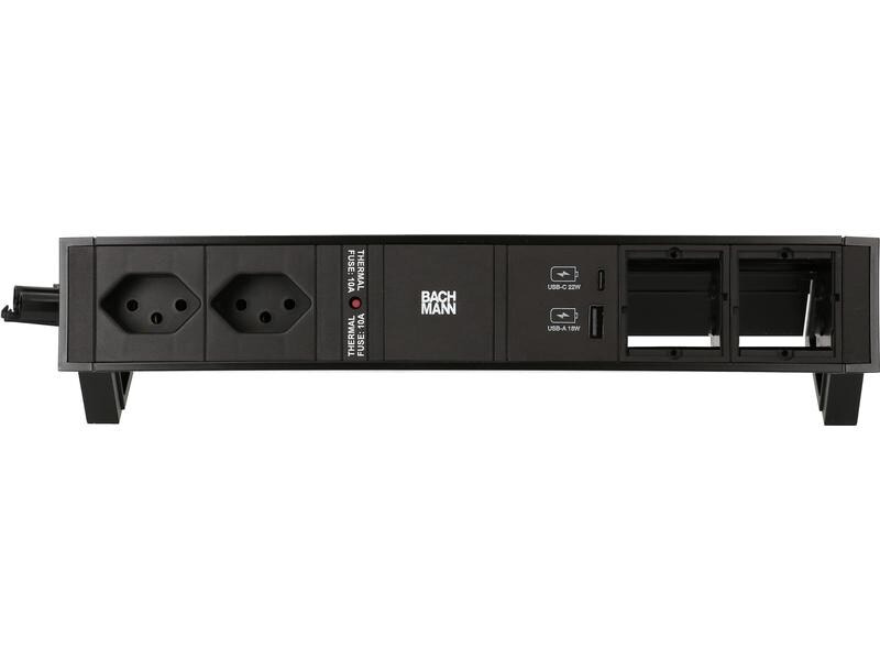Bachmann Tischsteckdosenleiste DESK 2, 2x T13, 1x USB A/C, 2x Custom