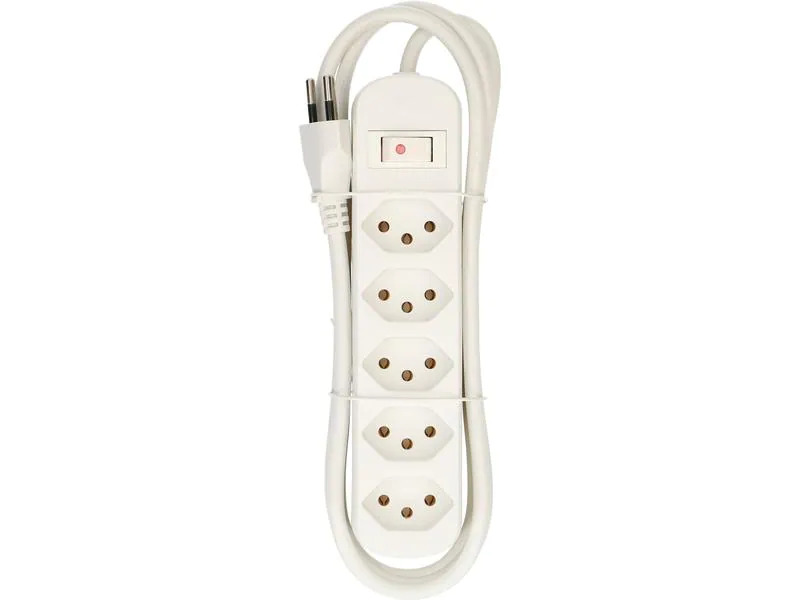 Max Hauri Steckdosenleiste Basic Line 5 x T13 Reset Schalter, Weiss