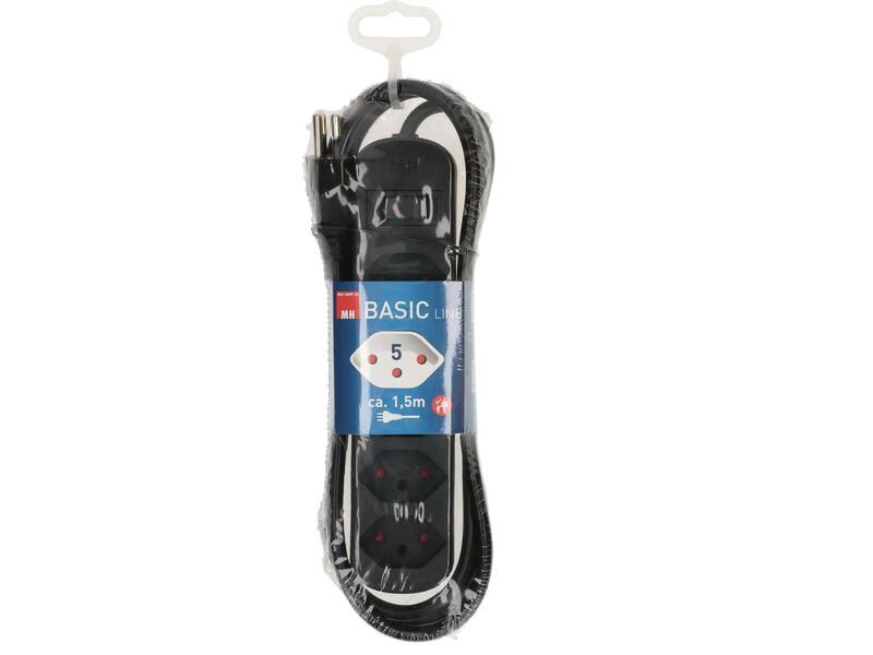 Max Hauri Steckdosenleiste Basic Line 5x T13 mit Reset Schalter