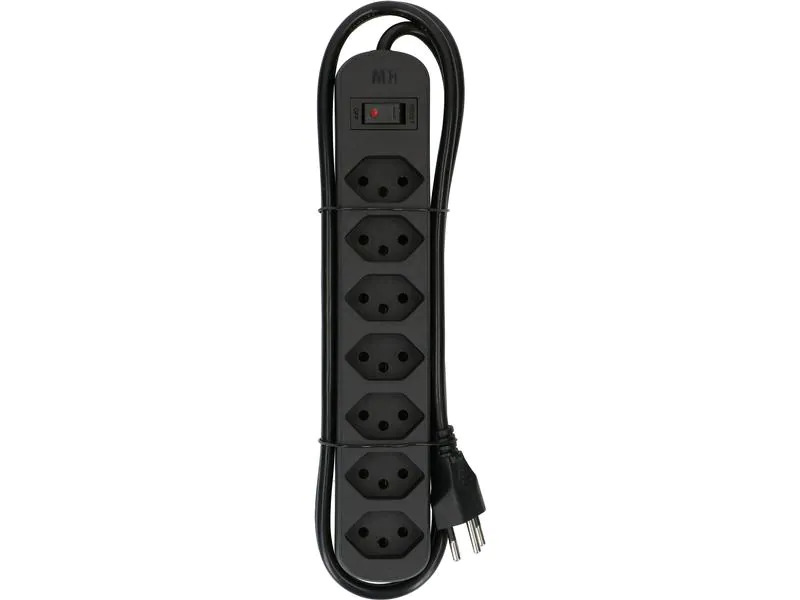 Max Hauri Steckdosenleiste Basic Line 7 x T13 Reset Schalter, Schwarz