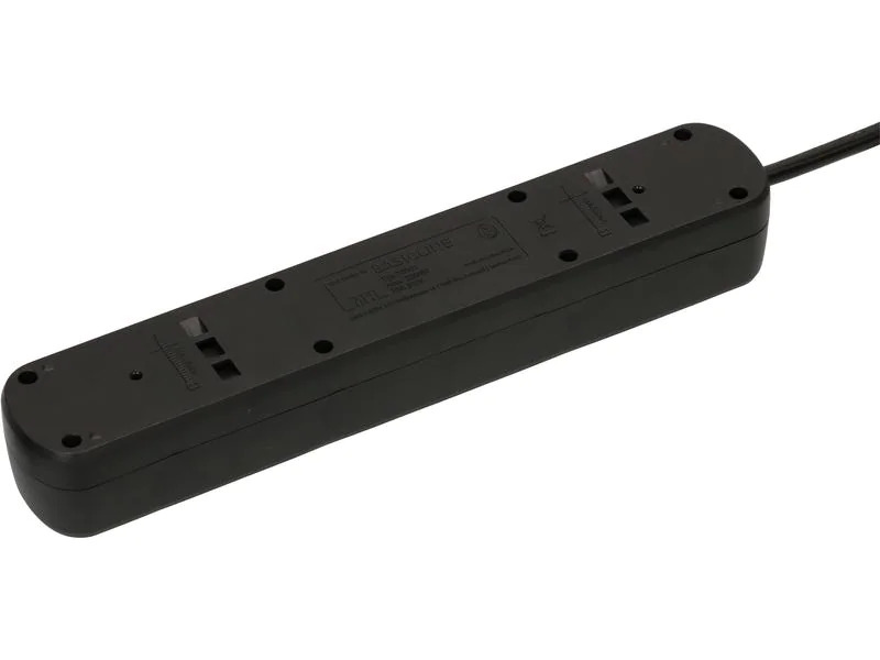 Max Hauri Steckdosenleiste Basic Line 7 x T13 Reset Schalter, Schwarz