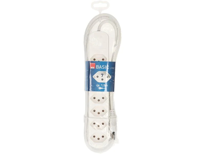 Max Hauri Steckdosenleiste Basic-Line 7xT13 1.5 Meter, Weiss
