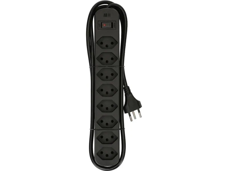 Max Hauri Steckdosenleiste Basic-Line 8xT13 Schwarz mit Schalter