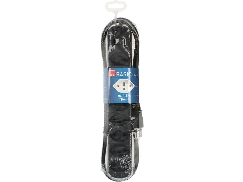 Max Hauri Steckdosenleiste Basic-Line 8xT13 Schwarz mit Schalter