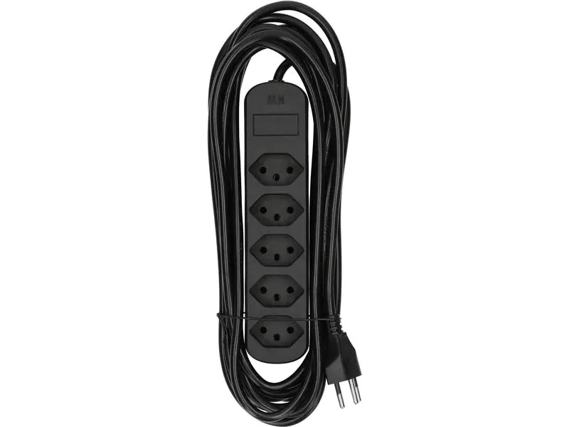 Max Hauri Steckdosenleiste Basic-Line, 5x T13, 5 m, Schwarz