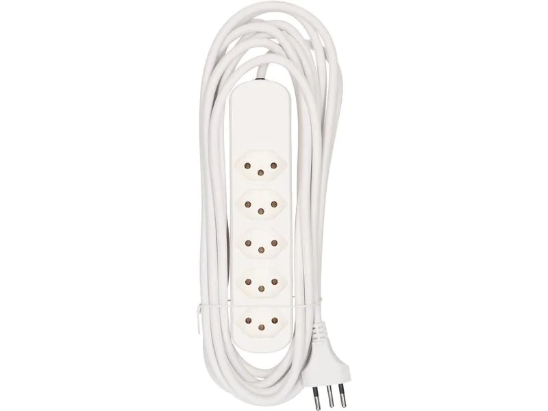 Max Hauri Steckdosenleiste Basic-Line, 5x T13, 5 m, Weiss