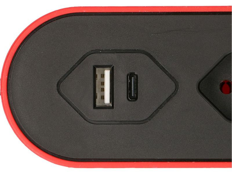 Max Hauri Steckdosenleiste Design Line 5x T13 USB A+C rot
