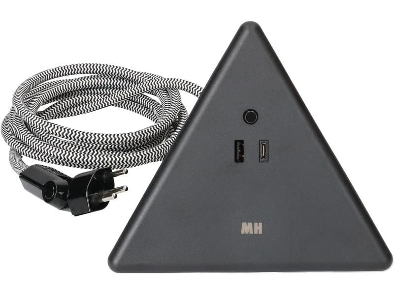 Max Hauri Steckdosenleiste Pyramide, Schwarz 2x T13, USB A+C 18W