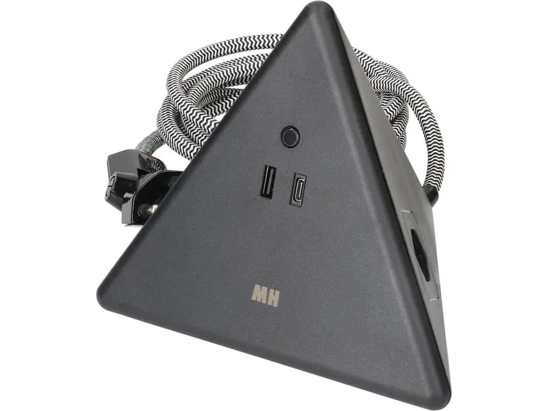 Max Hauri Steckdosenleiste Pyramide, Schwarz 2x T13, USB A+C 18W