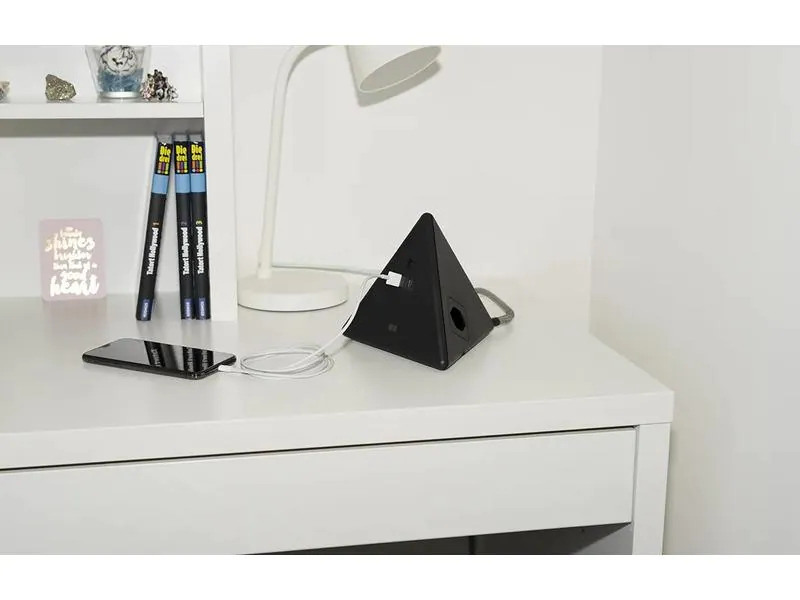 Max Hauri Steckdosenleiste Pyramide, Schwarz 2x T13, USB A+C 18W