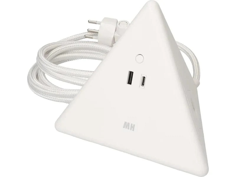 Max Hauri Steckdosenleiste Pyramide, Weiss 2x T13, USB A+C 18W