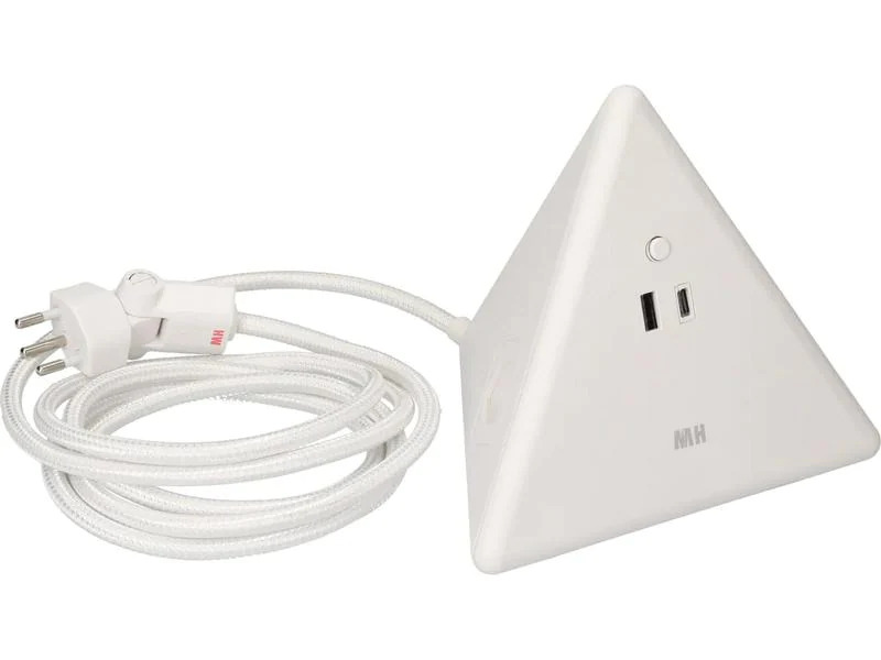Max Hauri Steckdosenleiste Pyramide, Weiss 2x T13, USB A+C 18W