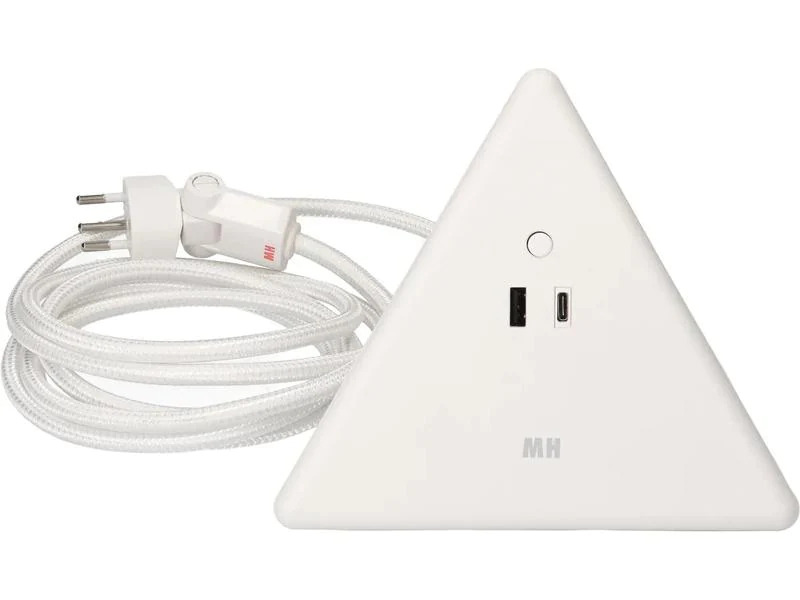 Max Hauri Steckdosenleiste Pyramide, Weiss 2x T13, USB A+C 18W