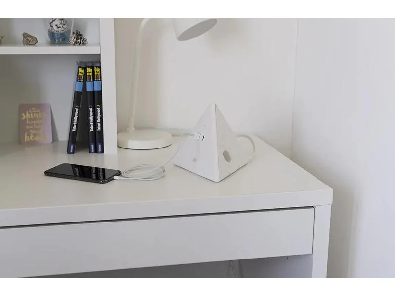 Max Hauri Steckdosenleiste Pyramide, Weiss 2x T13, USB A+C 18W
