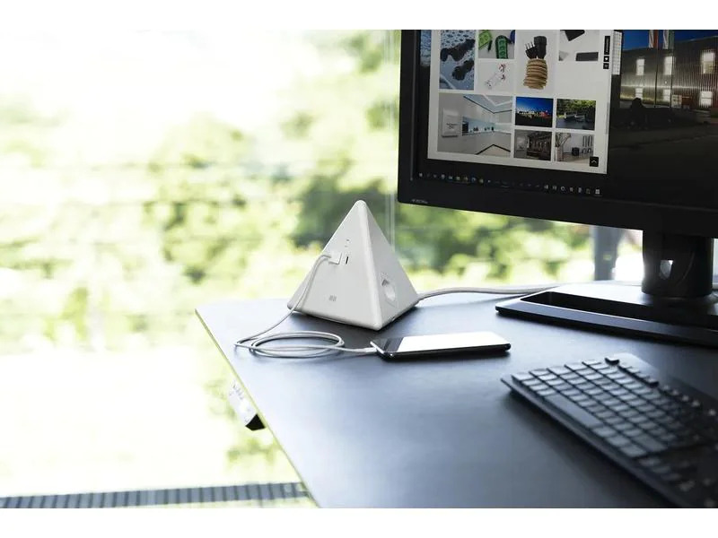 Max Hauri Steckdosenleiste Pyramide, Weiss 2x T13, USB A+C 18W